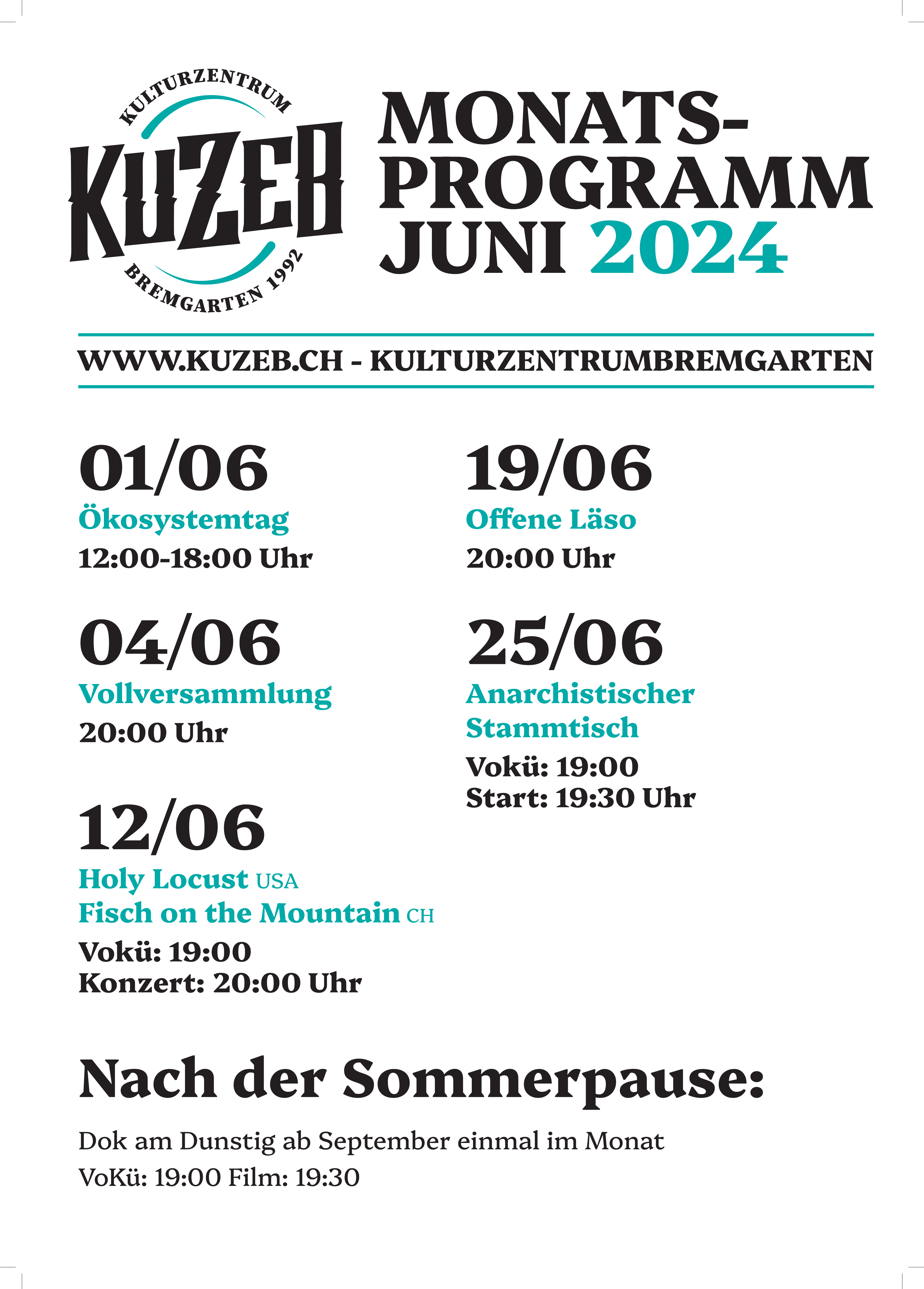 Monatsprogramm Juni